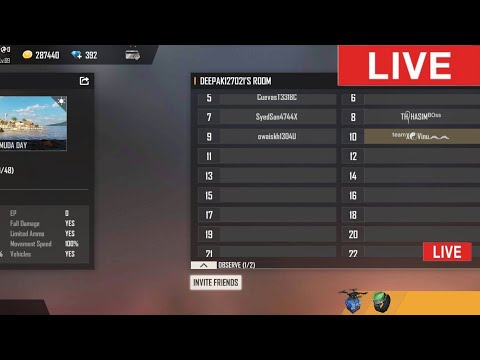 Free Fire Live Ff Custom room Teamcode Alok Giveaway fflive