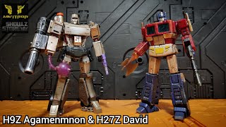 Review Transformers New Age H9Z Agamenmnon Megatron &amp; H27Z David Optimus Prime Damaged Javitron show