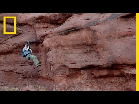 Rainn Wilson Rappels Across a Ravine | Running Wild with Bear Grylls