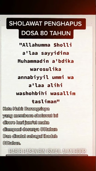 sholawat yang faedahnya bisa menghapus dosa 80 tahun