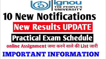 #ignou​ New Result UPDATE & 10 New NOTIFICATIONS Practical Exam Schedule important info By studyzone