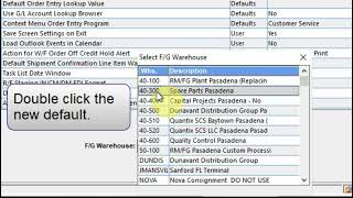 Datacor- Setting Default Warehouses