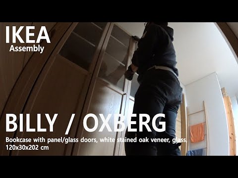 How to Assemble - IKEA 이케아 BILLY 빌리 / OXBERG 옥스베리 책장+패널/유리도어, 화이트스테인 참나무 무늬목 조립