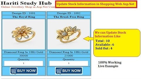 Update Stock Details After Purchase in Online Jewellery Shop Asp.Net C# | Hindi | Free Online Class