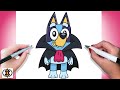 How To Draw Vampire Bluey | Halloween Drawing Tutorial