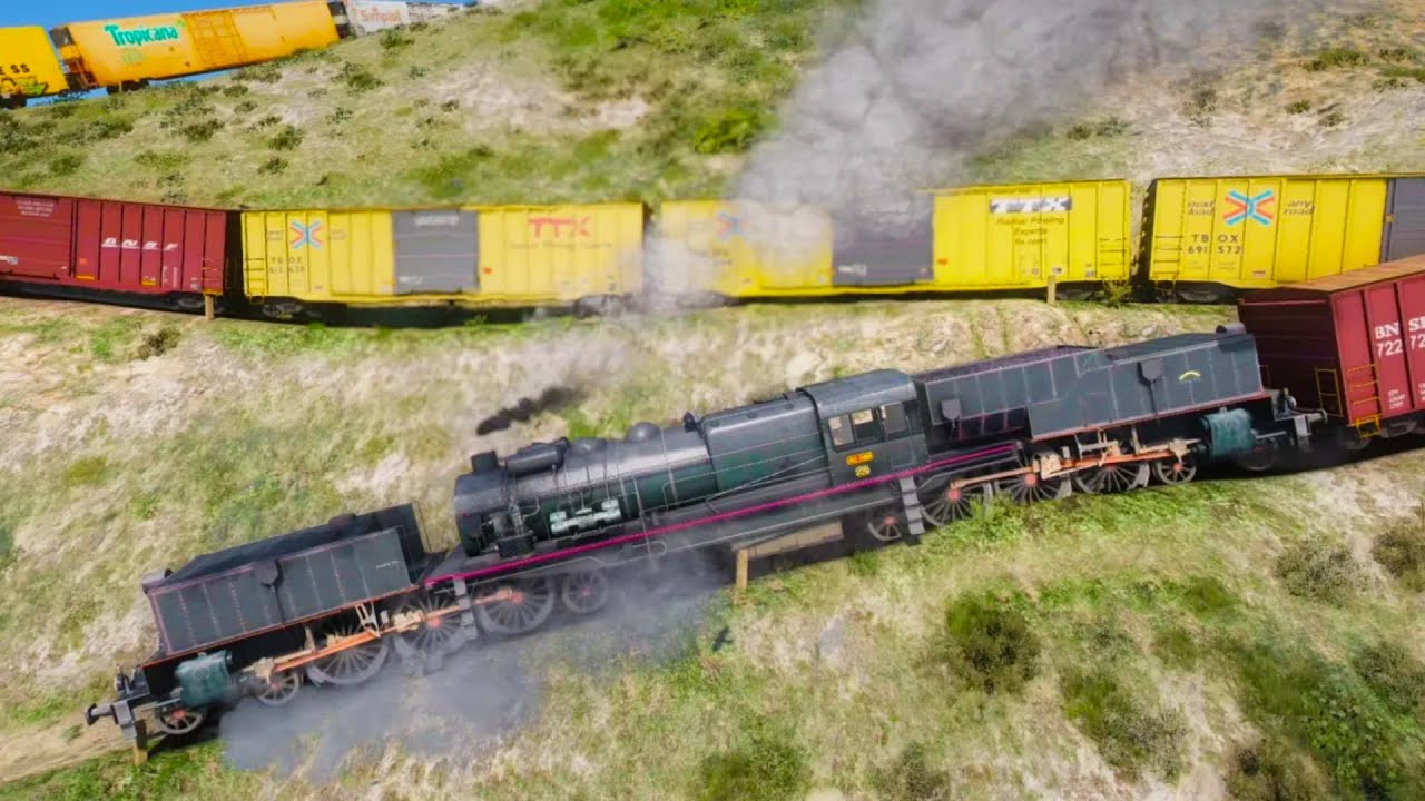 GARRATT Steam Train Climbs Up Mount Gordo! - Grand Theft Auto V