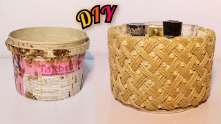 Transform old plastic bucket into incredibly beautiful jute basket❤️ / Hamna Nadeem