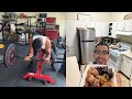 VLOG BICEP/tricep Day!Chicken wings for dinner!! \Día de brazos! Alas de pollo para cena!!