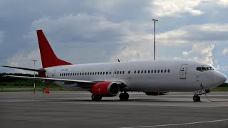 4 Airways Boeing 737-400 engine start and departure at Tampere Pirkkala.