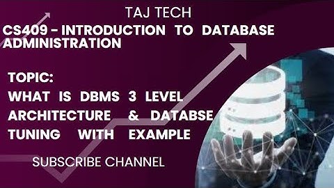 CS409 - introduction to DBA | What is DBMS three level Architecture| Database Tuning | TAJ TECH