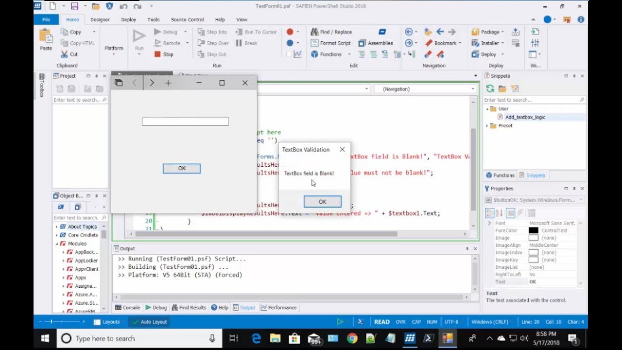 sapien powershell studio executable dot sourcing