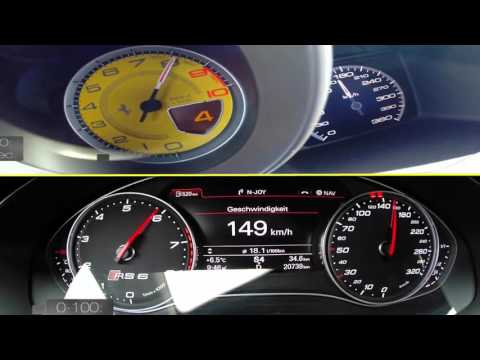 (2014) Audi RS6 Avant (560hp) VS Ferrari 458 Italia (570hp) - Acceleration 0-280 Km/h HD 2016