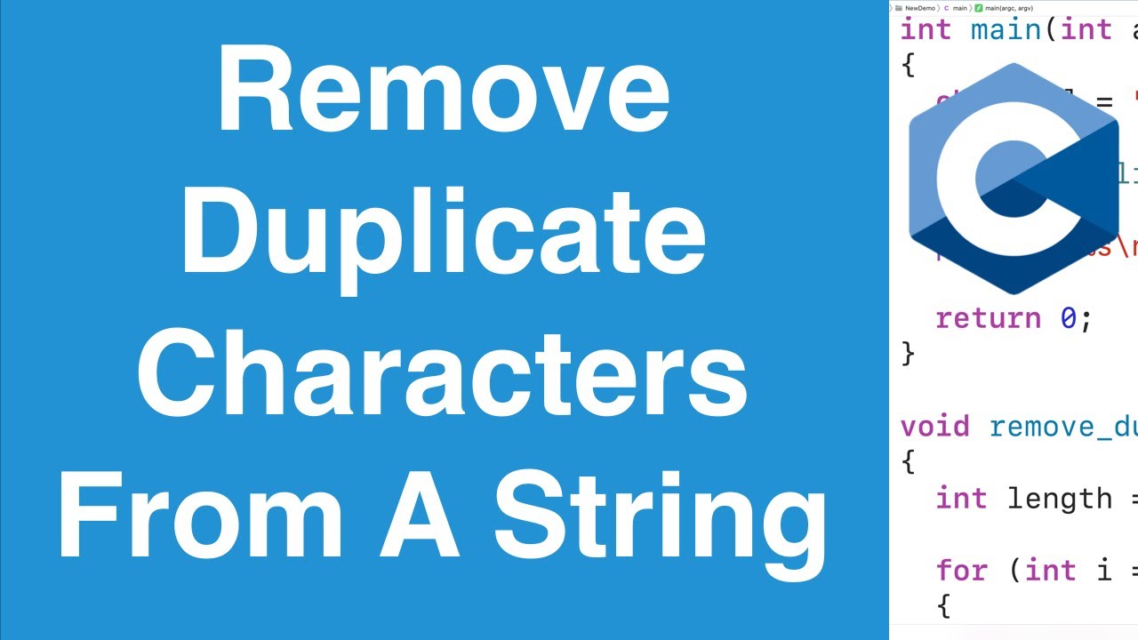 Remove Duplicate Characters From A String C Programming Example Youtube