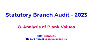 8. Analysis of Blank Values in Loan Balance File - Bancs24 CBS - Statutory Bank Branch Audit 2023