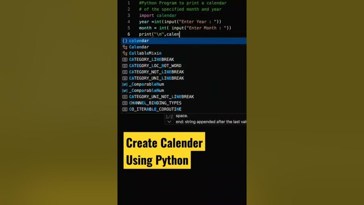 Creating Calender using python programming - YouTube