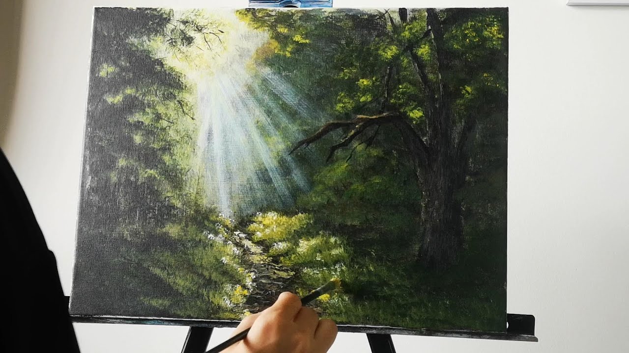 Painting Sun Rays In The Woods With Acrylics Colorful Life by J YouTube