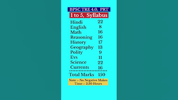 BPSC TRE 4.0 Primary Teacher (1-5) की तैयारी। BPSC PRT TRE 4.0 DETAILED SYLLABUS #bpsctre4 #syllabus