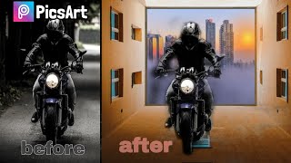 PicsArt Tutorial - Edit Photos like Riding a Motorbike inside a Building screenshot 2