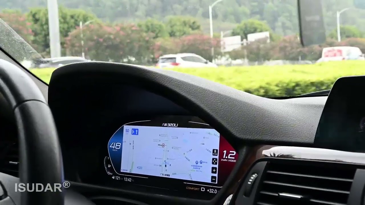 CarPlay Car Cluster Speedometer on BMW 3 Series | Built-In Apple CarPlay & Google Maps | ISUDAR