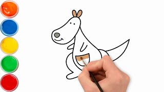 How to draw and color a KANGAROO for kids EASY and STEP BY STEP