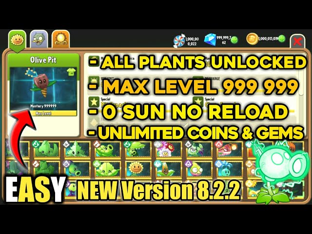 Hack Plants vs Zombies 2 2019 II Level Max Mastery 9999 Plants