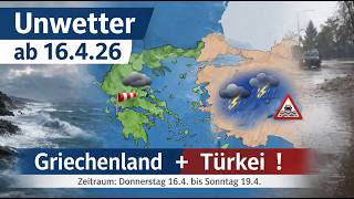 Unwetter stehen bevor: Sturm in Griechenland & Gewitter in der Türkei