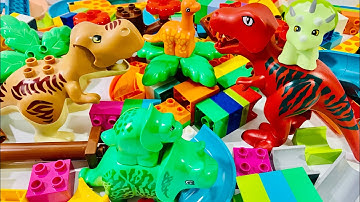 ⭐️Satisfying Building Blocks Marble Run ASMR -Jurassic world Dinosaurs Course⭐️👍🏻