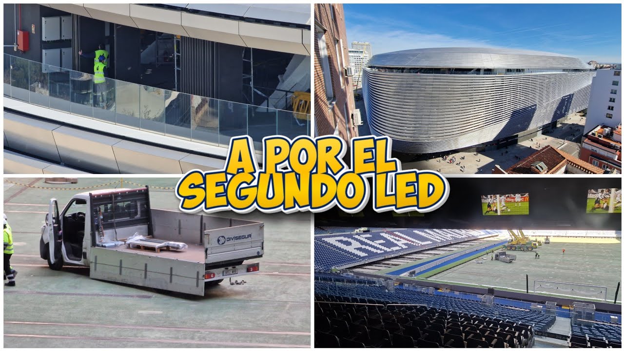 TRABAJOS INSTALACION ESTRUCTURAS PARA el SEGUNDO ANILLO LED 🏟️ Obras Santiago Bernabéu 🚧