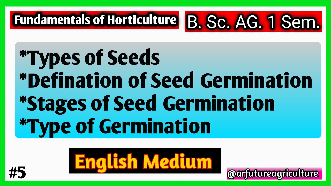 Defination of Seed Germination || English Medium || B.Sc. Ag. ICAR JRF and CUET Preparation || L- 5