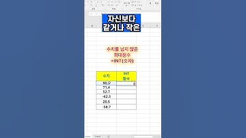 엑셀 수치를 넘지 않은 최대정수 int함수