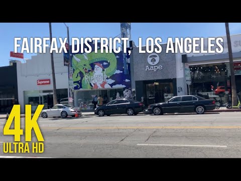 4K FAIRFAX DISTRICT, Fairfax Avenue, Los Angeles, California USA. Travel