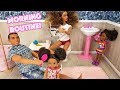 Barbie Sisters Morning Routine! Kitchen Bedroom and Pink Washroom  | Naiah and Elli Doll Show #2