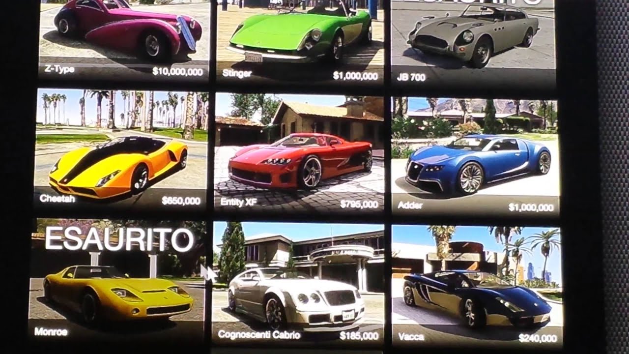 Come comprare tutte le auto gratis su gta 5 storia! youtube Comprare auto senza soldi
