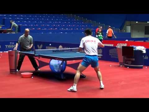 Zhang Jike practising multiball at the (WTTC in Dortmund)