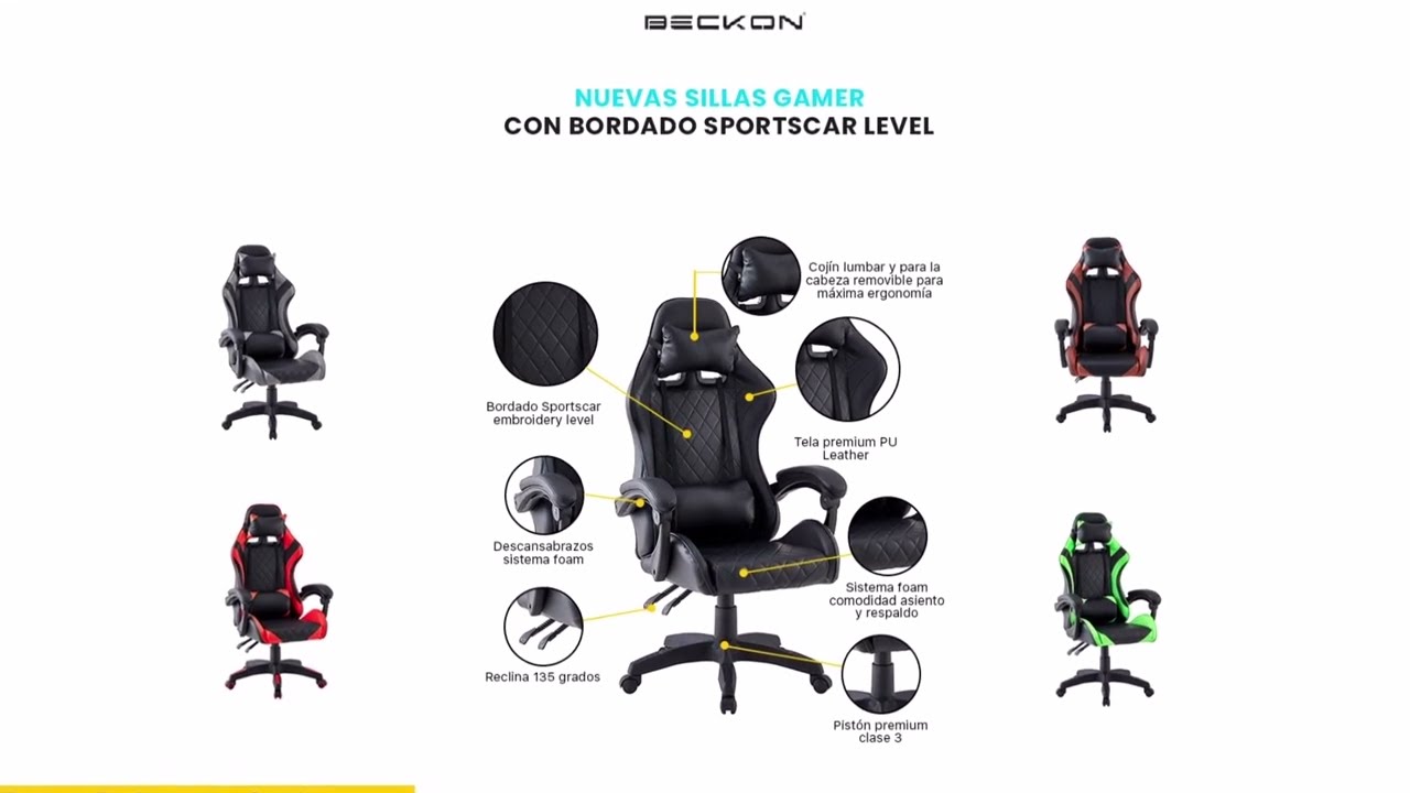 Silla de escritorio ergonómica Griffin Gamer con reposa pies y