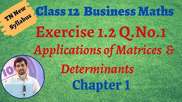 TN Class 12 Business Maths  Exercise 1.2 Sum 1 Applications of Matrices & Determinants