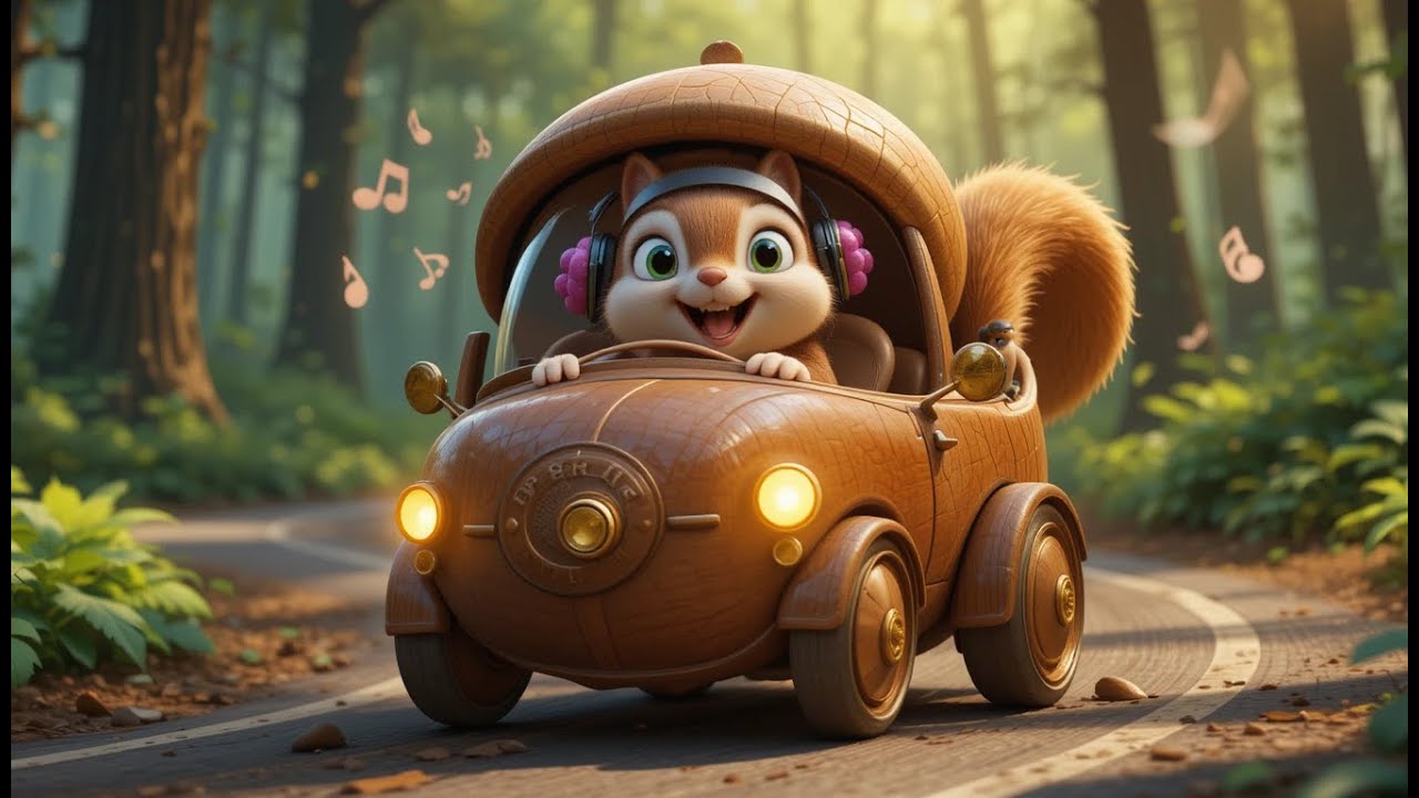 Wheels on the Car l Squirrel’s Driving Song for Kids 🚗🐿 | Fun Animal Nursery Rhyme”