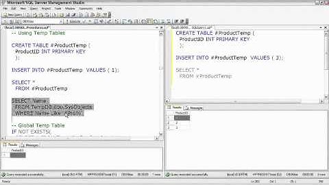 SQL Server  Using Temp Tables
