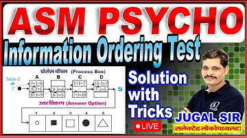 Information Ordering Test Psycho Classes | NTPC Station Master Psycho Test | By Jugal Sir