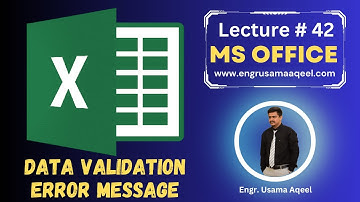 Data Validation Error Message in MS Excel | Lecture#42 | MS Office in Urdu/Hindi | Engr. Usama Aqeel