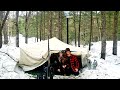 Winter Camping in a Canvas Wall Tent