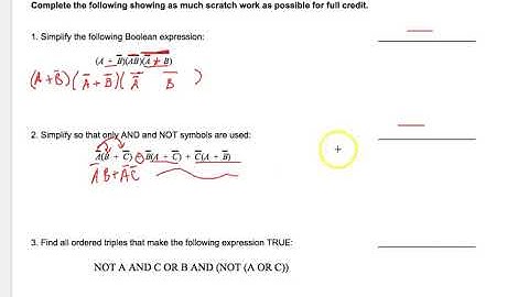 ACSL Boolean Algebra Contest 2 Worksheet 2
