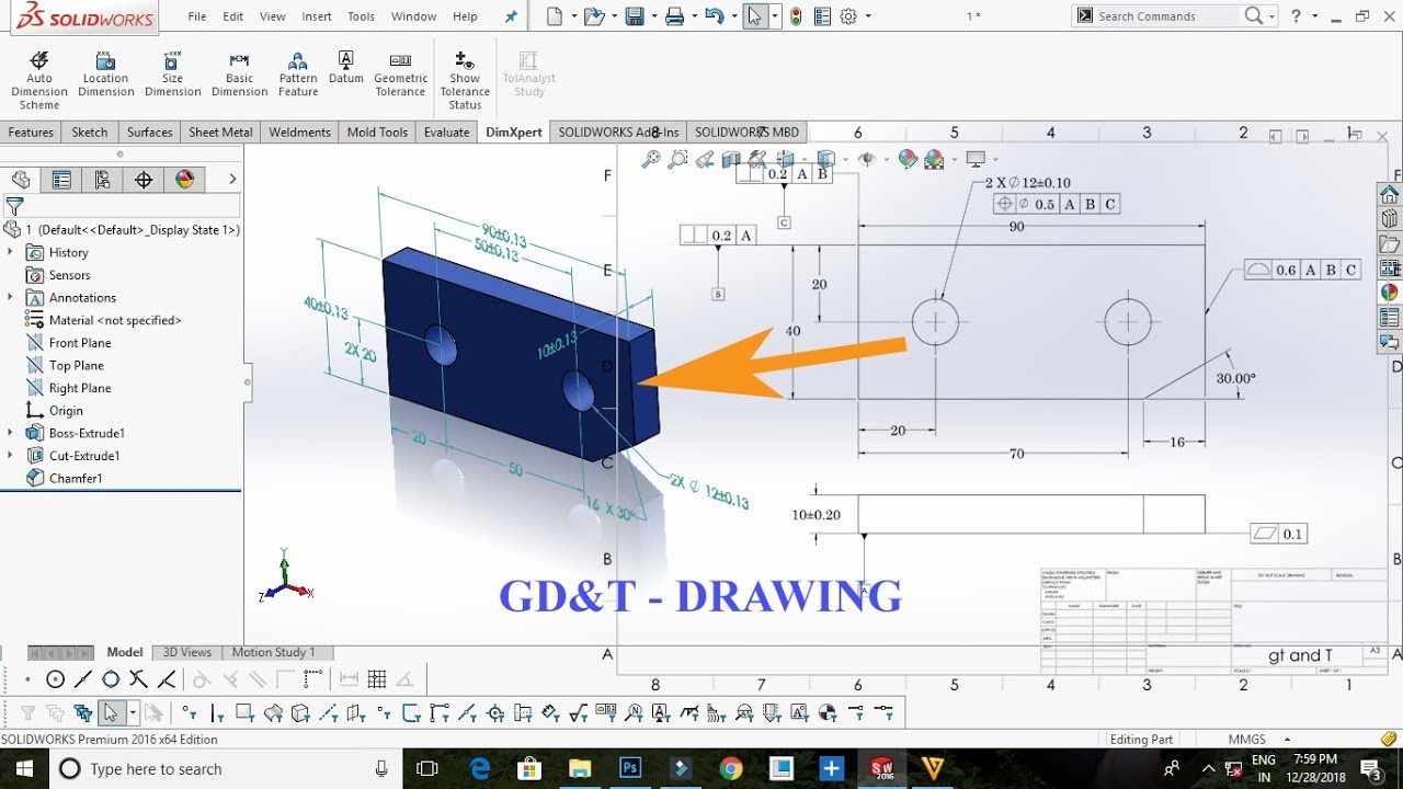 Solidworks Gdandt Drawing Design Tutorial Solidworks Drafting Youtube