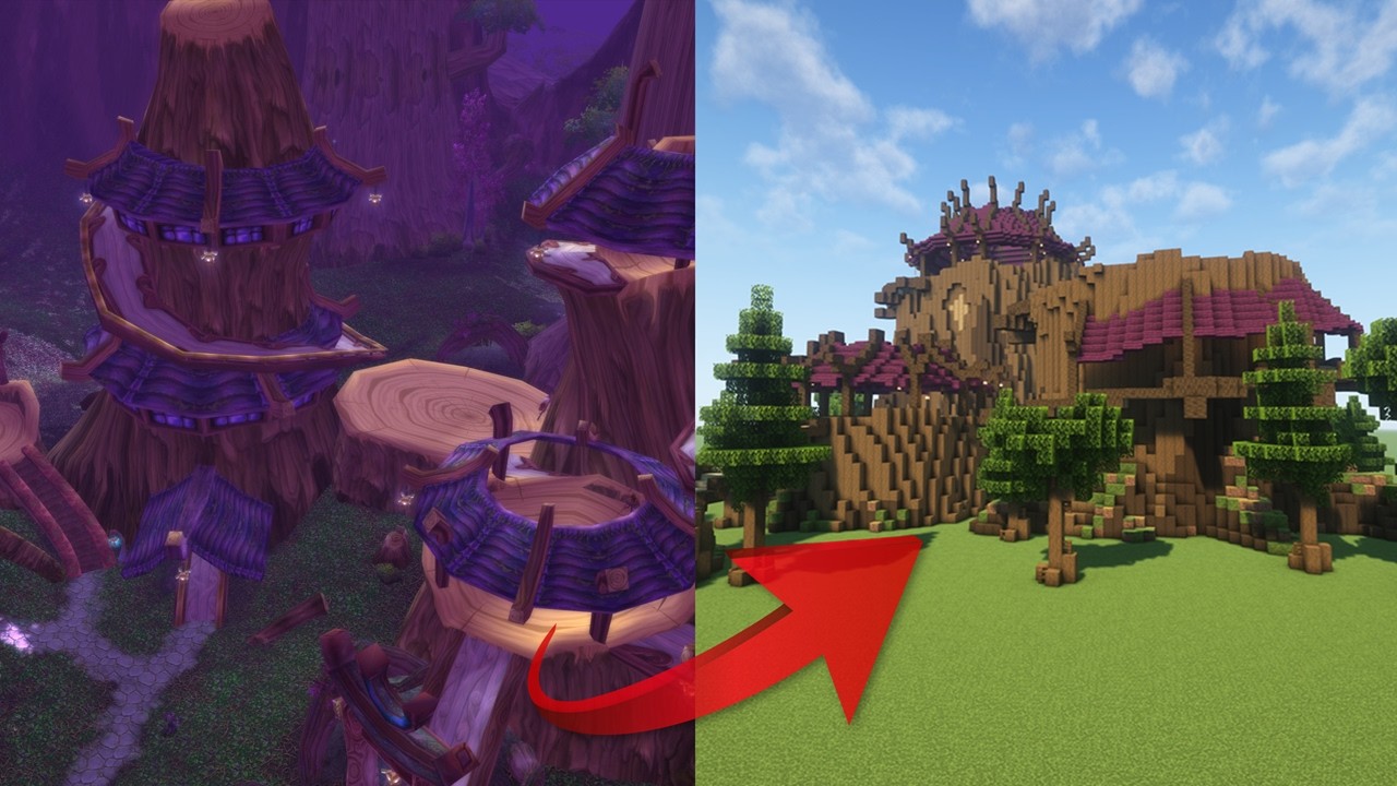 Minecraft - Night Elven Tree house - Timelapse + Download - YouTube