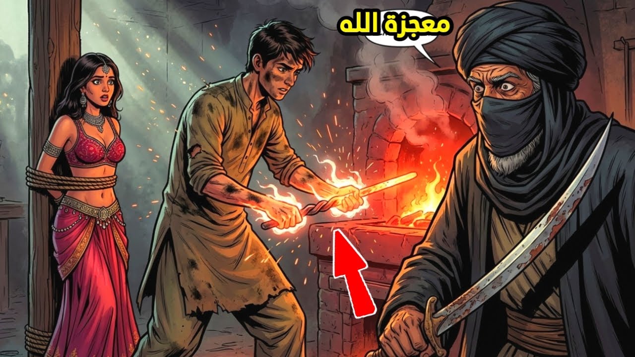 يرى السلطان صلاح الدين، وهو حداد شاب، وفتاة أسيرة، جزاء الله.