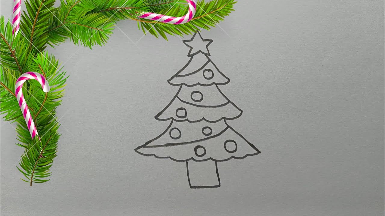 How to draw Christmas tree 🌲 easy step - YouTube