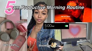 Waking up at 5AM | productive morning routine *self care, journaling, work* | Lexi Vee