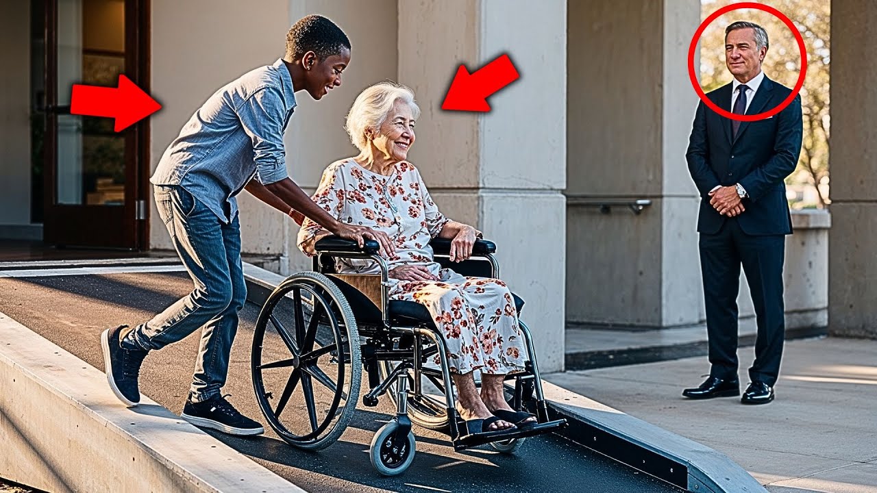 Outline Video Black Boy Helps Woman in Wheelchair Down a Ramp, Next Day, Black Car Shows Up with a Great Offer...