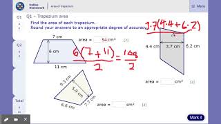 MyMaths Homework - Area of a trapezium Qu 1