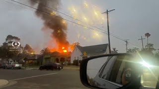1 dead after residential garage fire, fireworks explosions caught on video in South LA